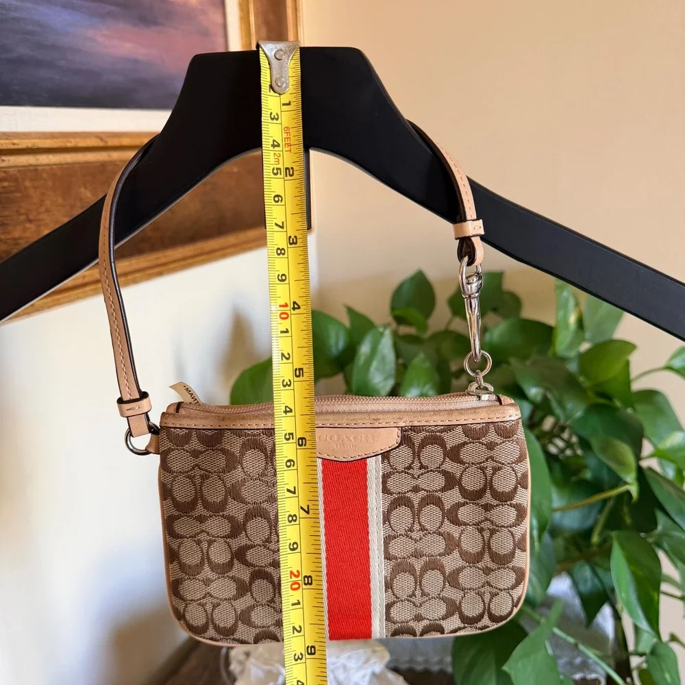 Coach Signature C Wristlet Orange Brown Racing Stripe Y2K Preppy Classic